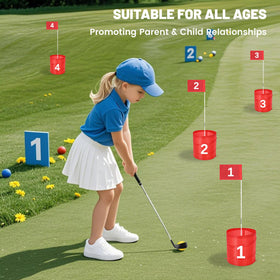 MILBOPAX 9-hole buckets and flags for easy mini golf anywhere.