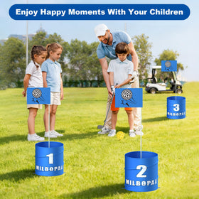 MILBOPAX complete 6-hole set includes balls, tees, flags, and scoreboard.