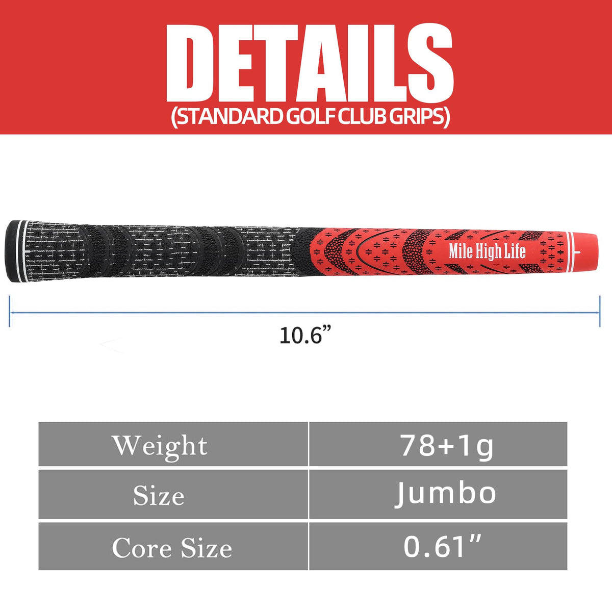 Mile High Life Cross Cord Jumbo size grip on display for confident grips.