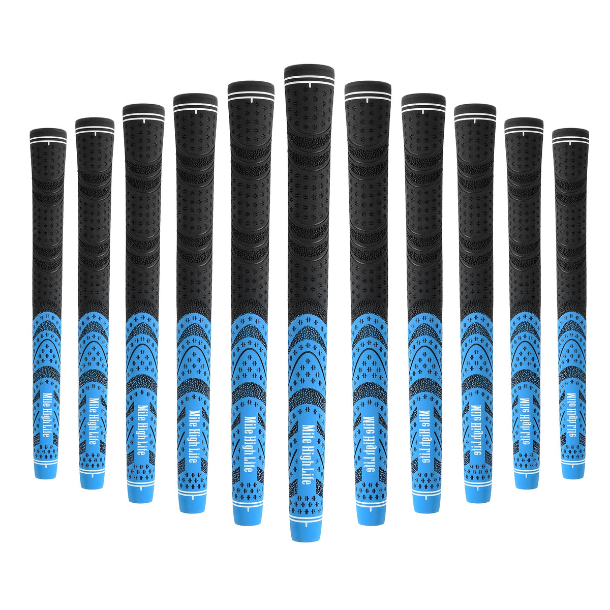 Mile High Life golf grips in jumbo blue front view showing all-weather traction