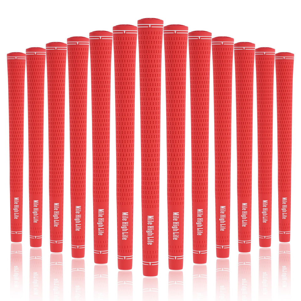 Mile High Life golf grips 3-pack close-up showing anti-slip rubber texture for secure grip.