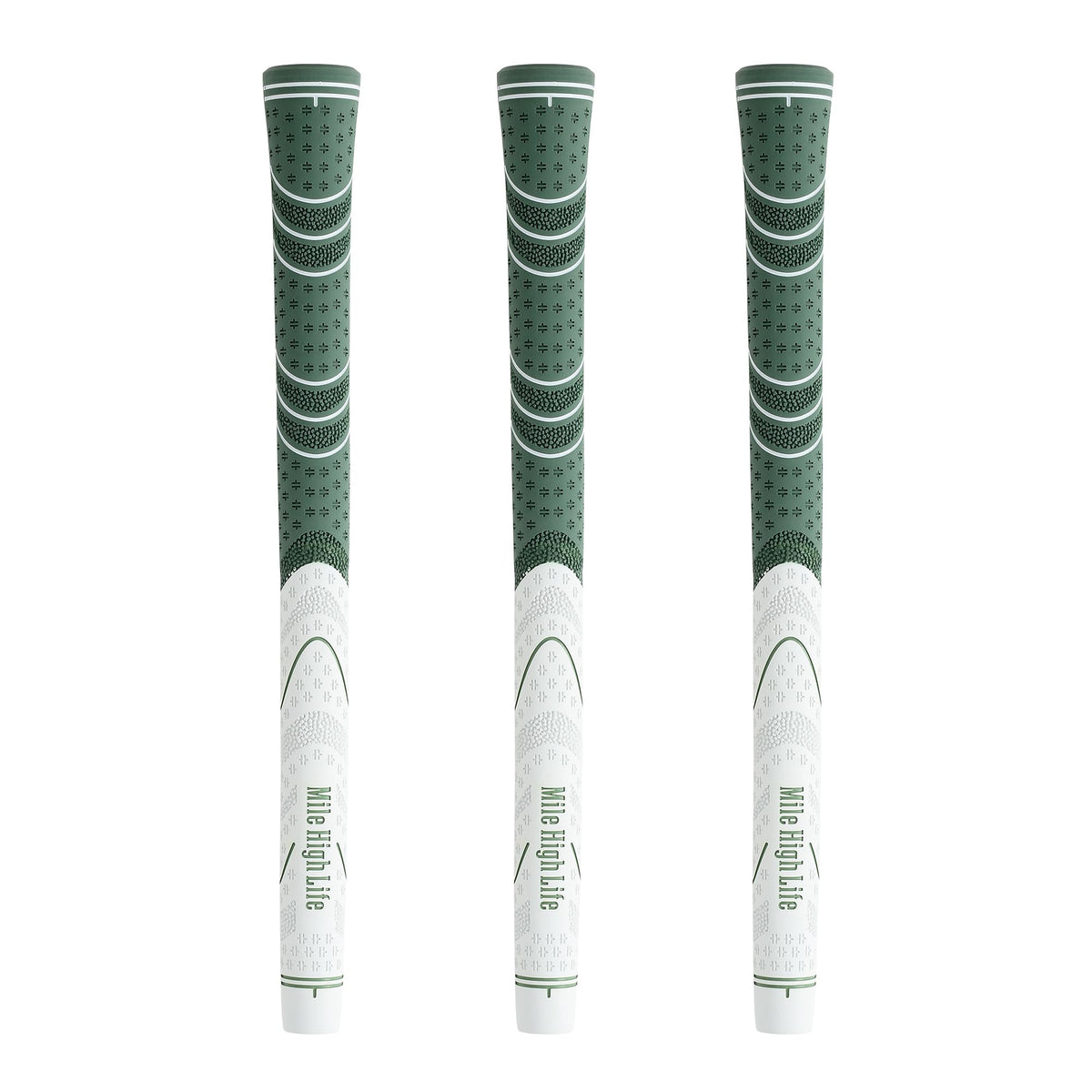 Mile High Life 3-pack golf grips on club for reliable swing control in any weather