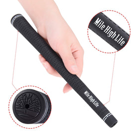 Mile High Life golf grips black 3-pack side view showing comfortable hold.