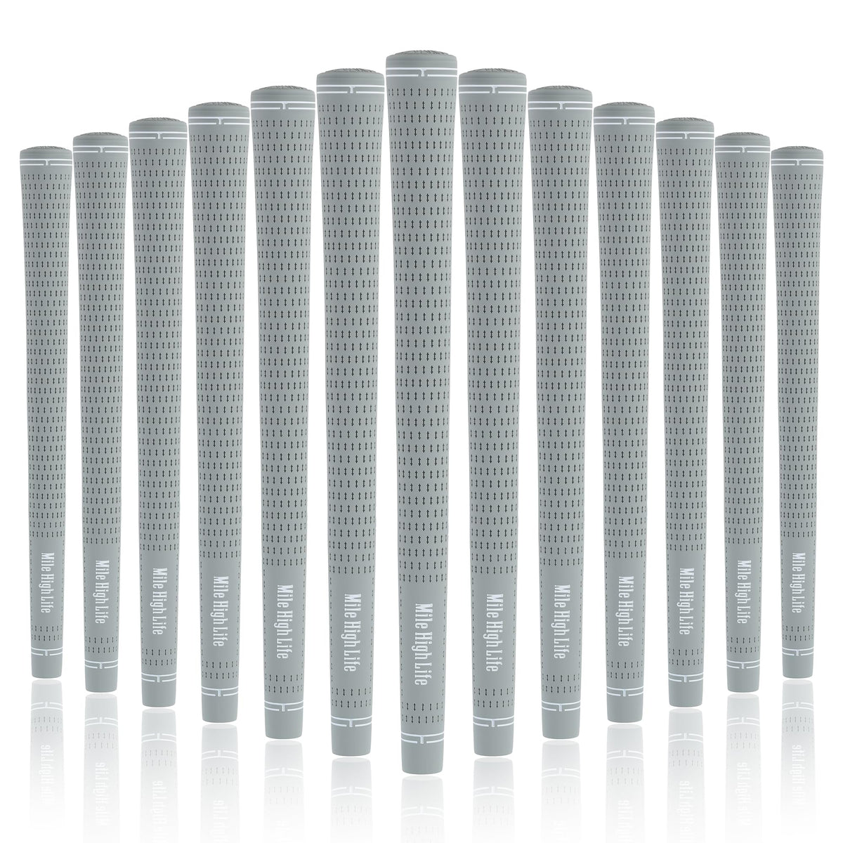 Mile High Life golf grips gray 3-pack front view, affordable upgrade for casual golfers.