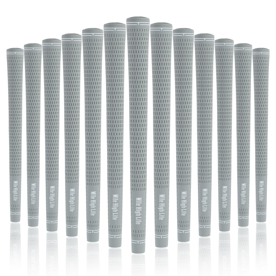 Mile High Life golf grips gray 3-pack front view, affordable upgrade for casual golfers.
