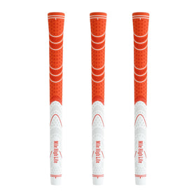 Mile High Life golf grips orange 3-pack front view shows a comfortable all-weather grip.