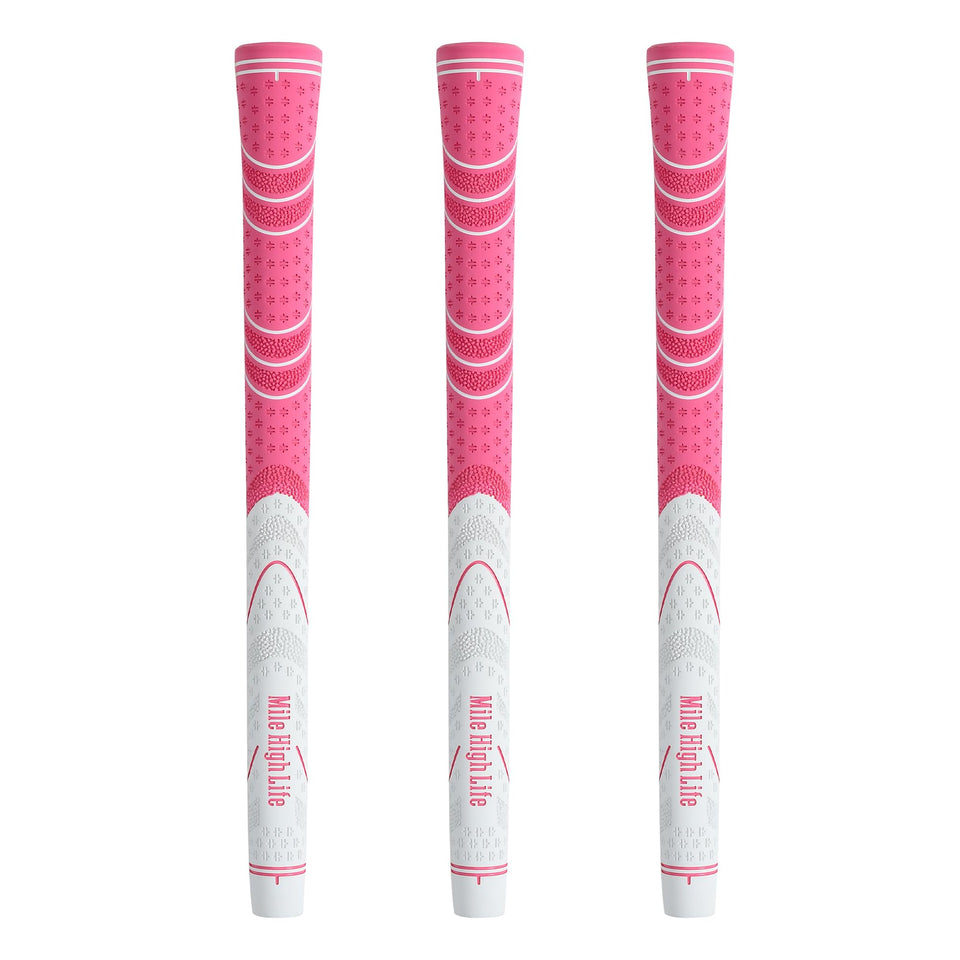 Mile High Life Golf Grips pink 3-pack—front view, ideal for quick full-set upgrades.