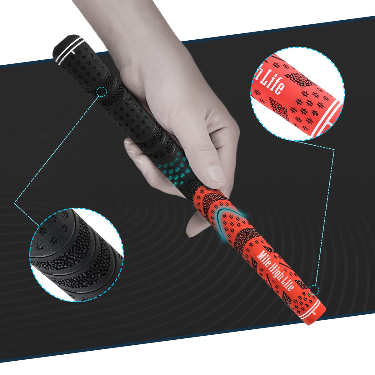 Mile High Life golf grips size options display standard midsize and jumbo for precise fit