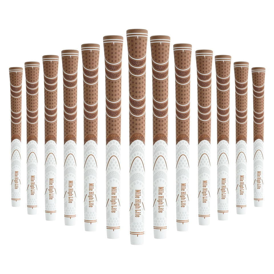 Mile High Life golf grips in soft rubber for all-weather grip and comfort.