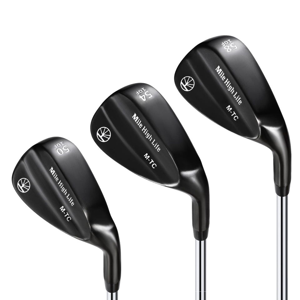 Mile High Life wedges with black titanium face offering durability and greenside control.