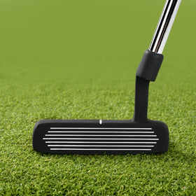 Mile High Life putter face closeup shows soft contact for forgiveness.