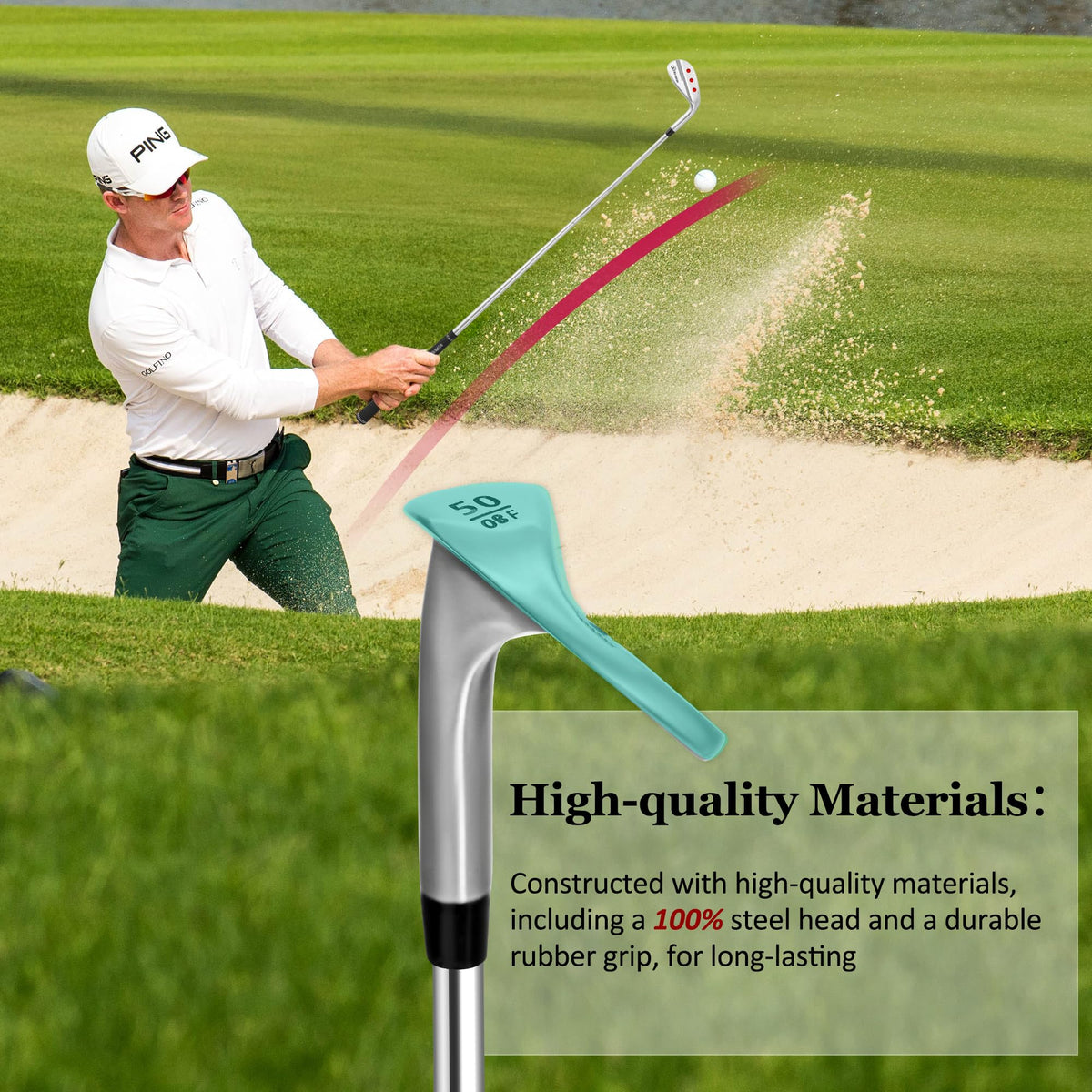 Mile High Life wedge close-up shows rubber grip for steady control.