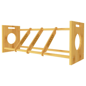 MinBoo Disc Golf Rack Stackable front view showing durable bamboo construction.