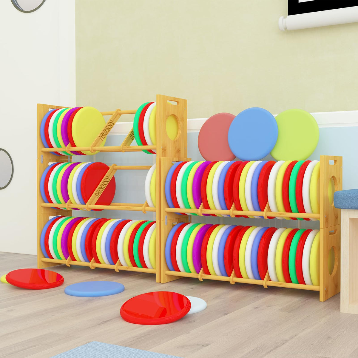 MinBoo Disc Rack Stackable multi-tier setup illustrating stackability.
