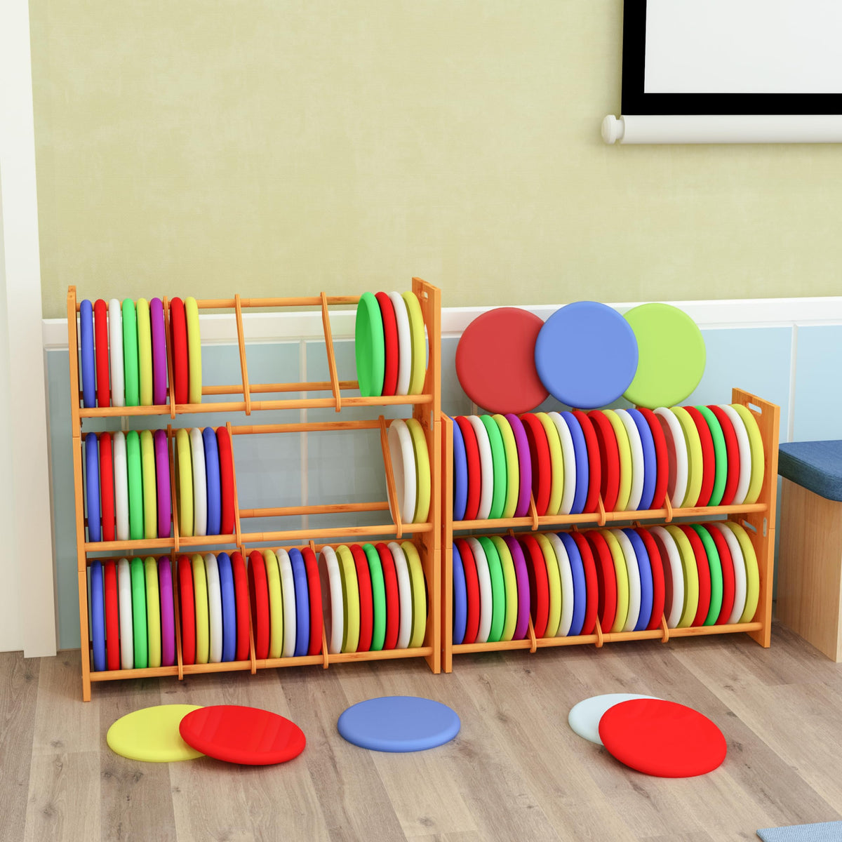 MinBoo Disc Storage with three separators for organized discs.