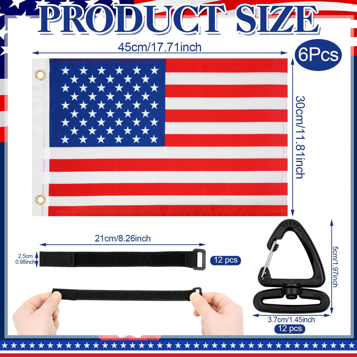 Mindsoft elastic-straps-for-flags secure outdoor mounting on carts, boats, or bikes.