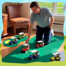 Mindsoft golf course-shaped mats resemble polished greens for festive settings.