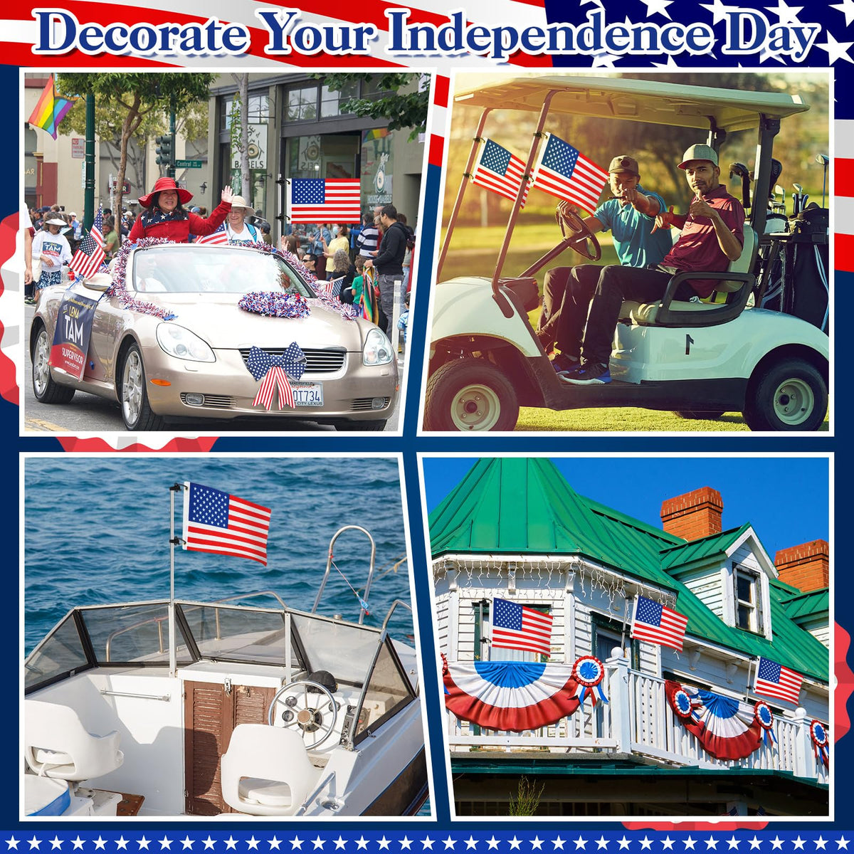 Mindsoft-patriotic-flag-golf-cart ideal decoration for Independence Day celebrations.