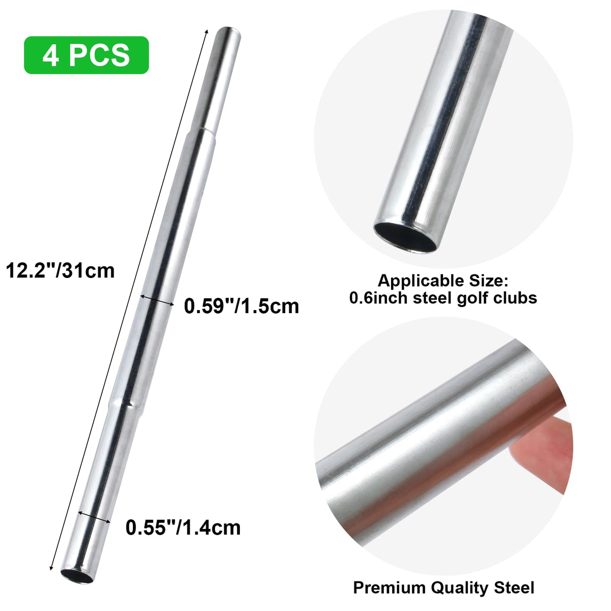 MingQiEven steel shaft extension 0.6 inch improves reach for steel irons and woods.