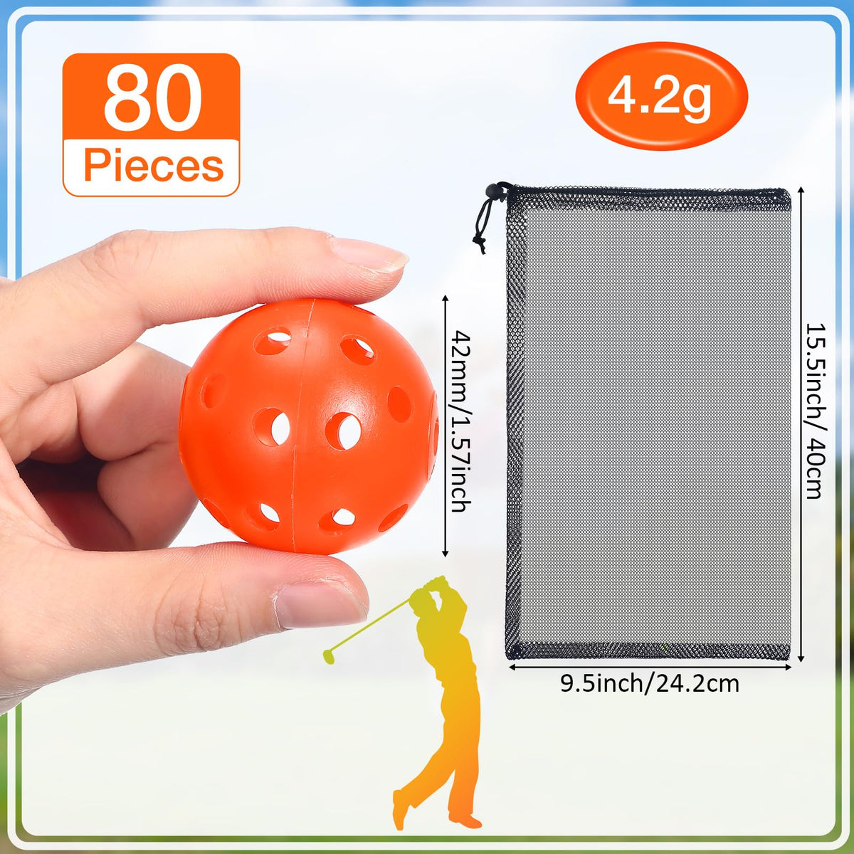 MiniInflat 42mm plastic golf balls deliver true spin for precise drills.