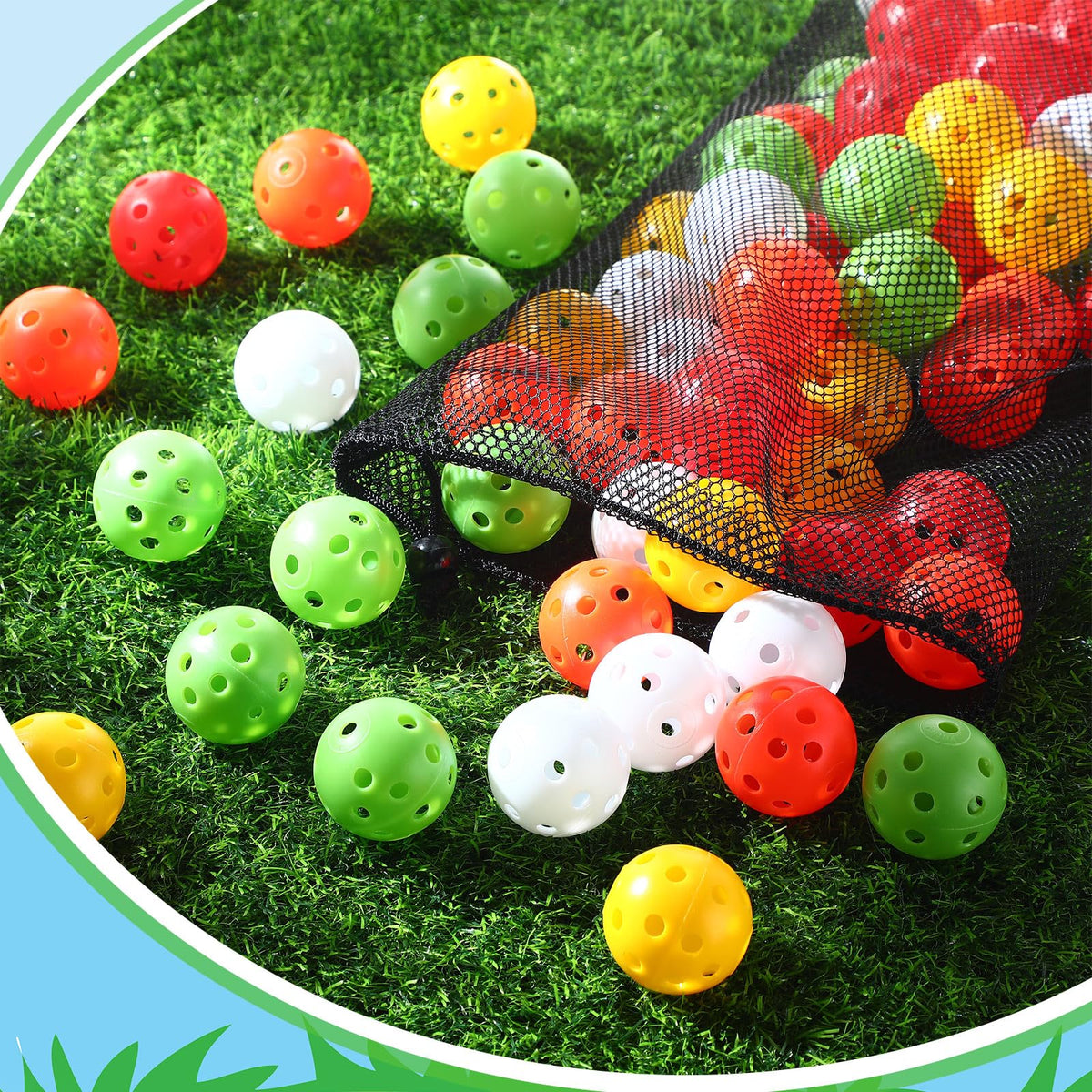 Durable MiniInflat plastic balls resist fading and cracking during use.