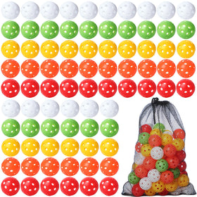 MiniInflat 80-pack practice golf balls for backyard use with realistic spin.