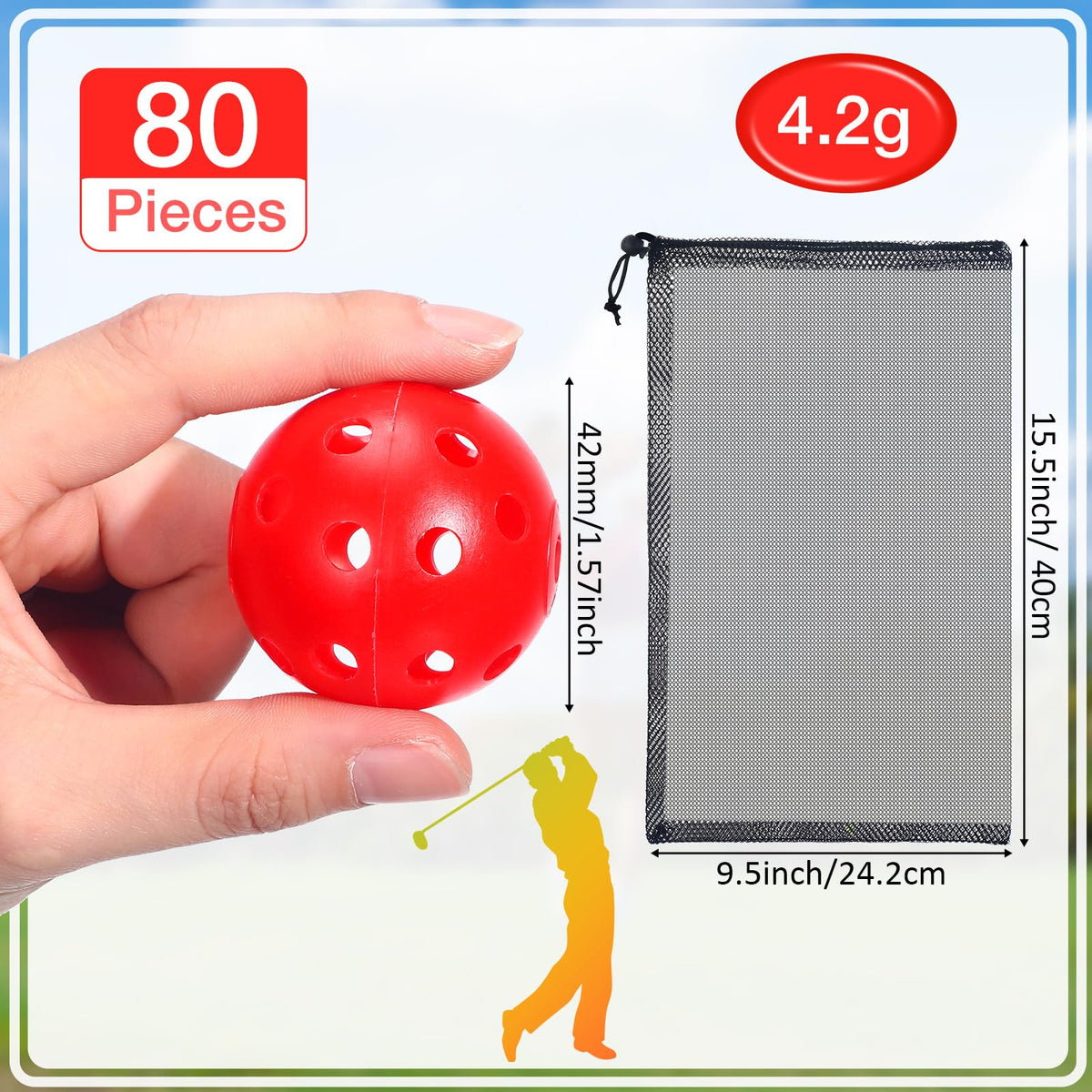 MiniInflat 26-holes closeup shows true spin potential for consistent swing practice.