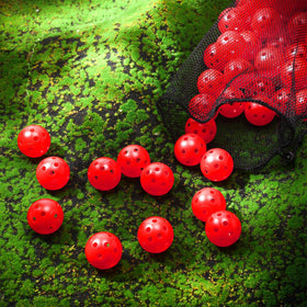 MiniInflat red balls offer high visibility for quick retrieval during practice.