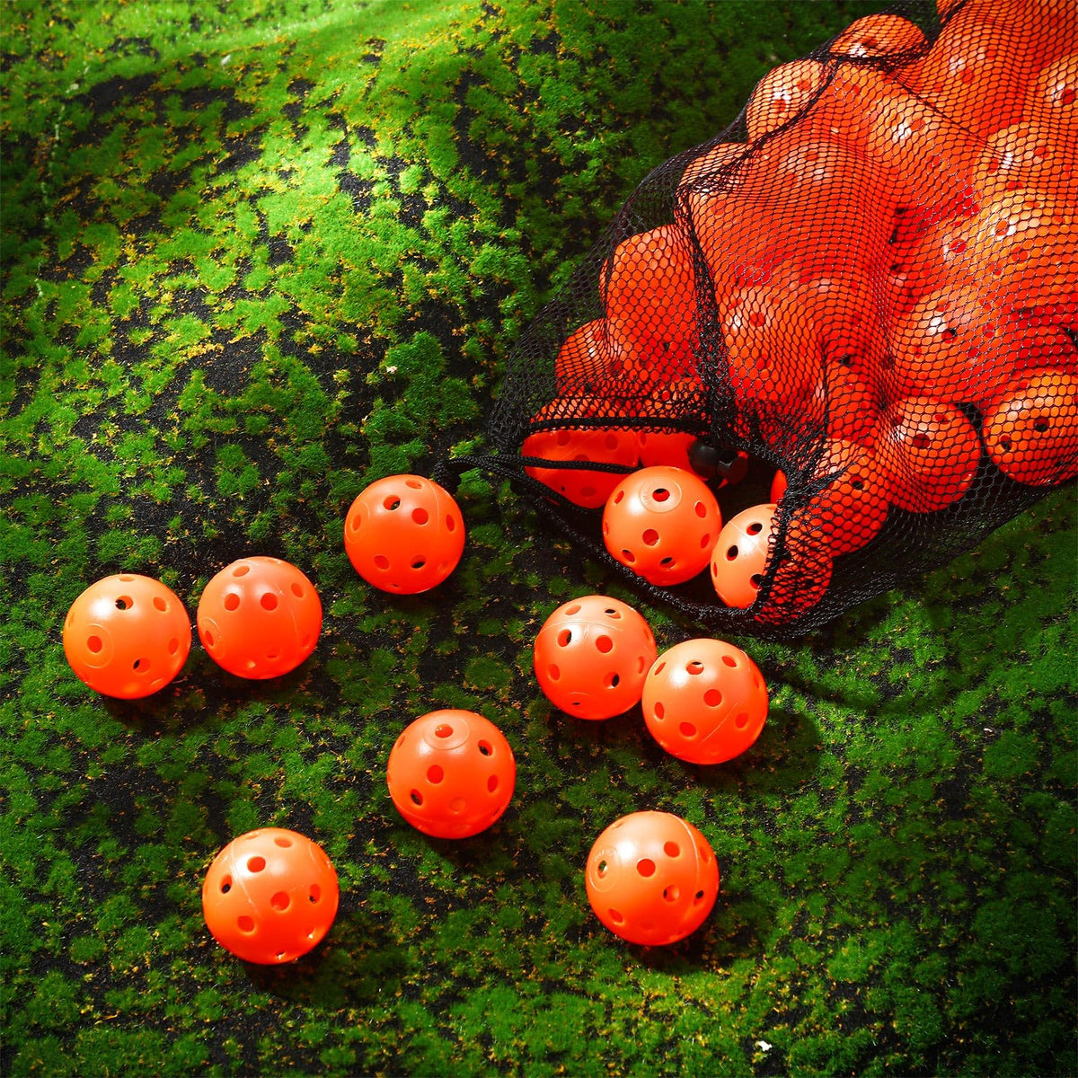 MiniInflat bright orange color makes balls easy to spot during practice.