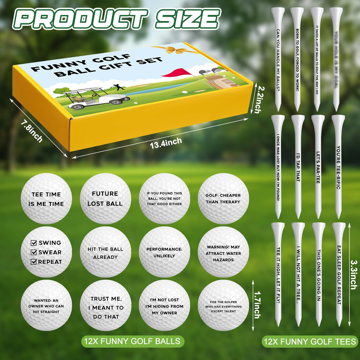 MiniInflat gift box of golf accessories ready as a humorous present.
