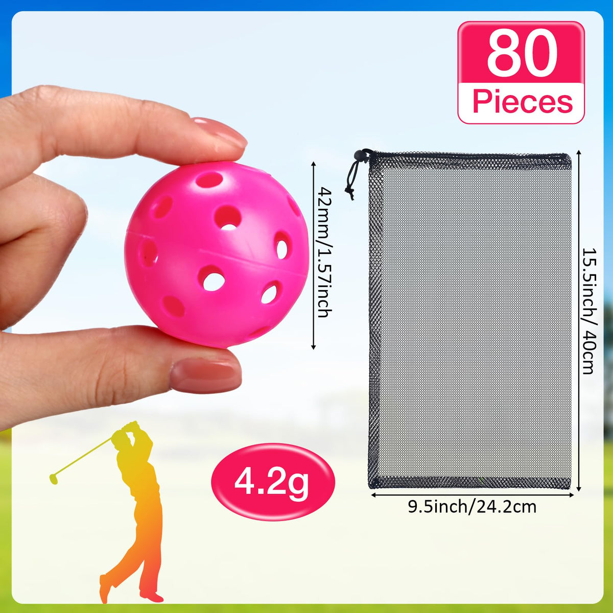 MiniInflat ball with flight-simulation holes for realistic practice