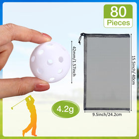 MiniInflat golf balls with 26 scalloped holes for realistic spin and distance.