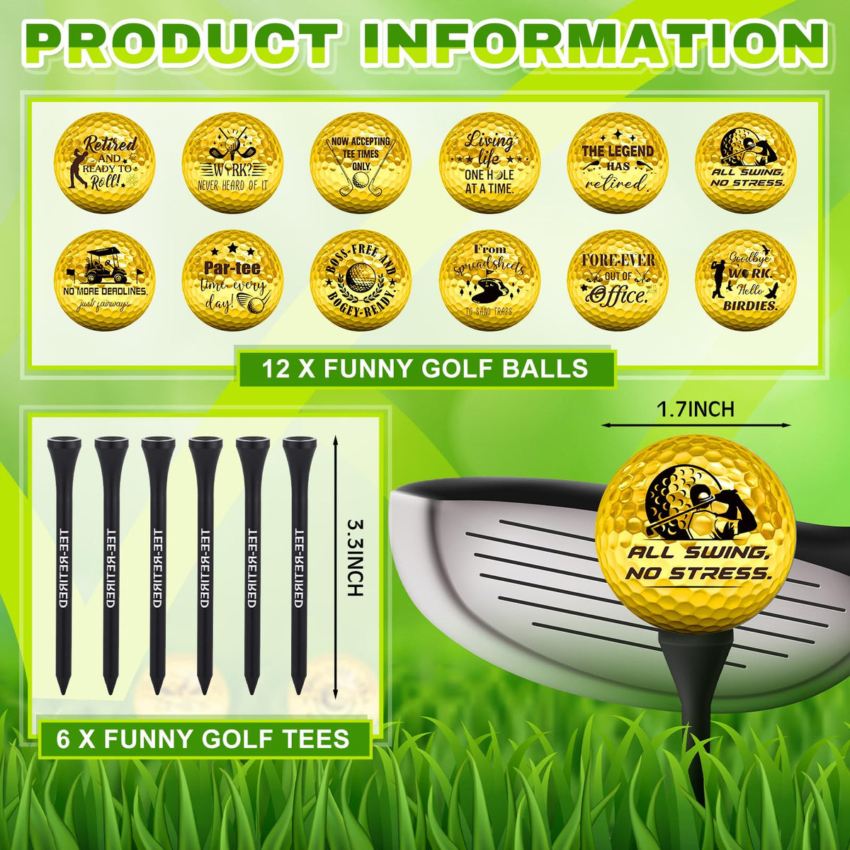 MiniInflat six tees included for on-course use and easy practice sessions.
