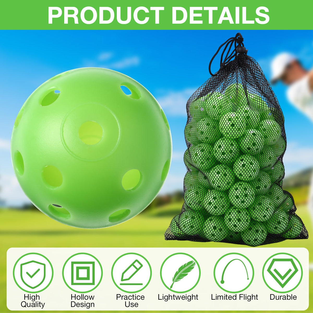 MiniInflat green practice ball flight layout demonstrating controlled limited-flight behavior