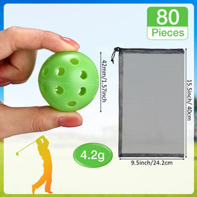 MiniInflat green practice balls closeup showing 26 scalloped holes for realistic spin