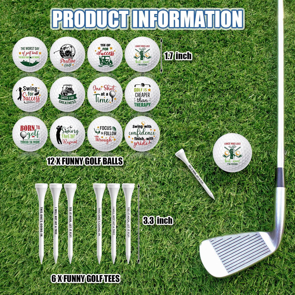 MinInflat golf balls feature humorous sayings for social rounds and sharing.