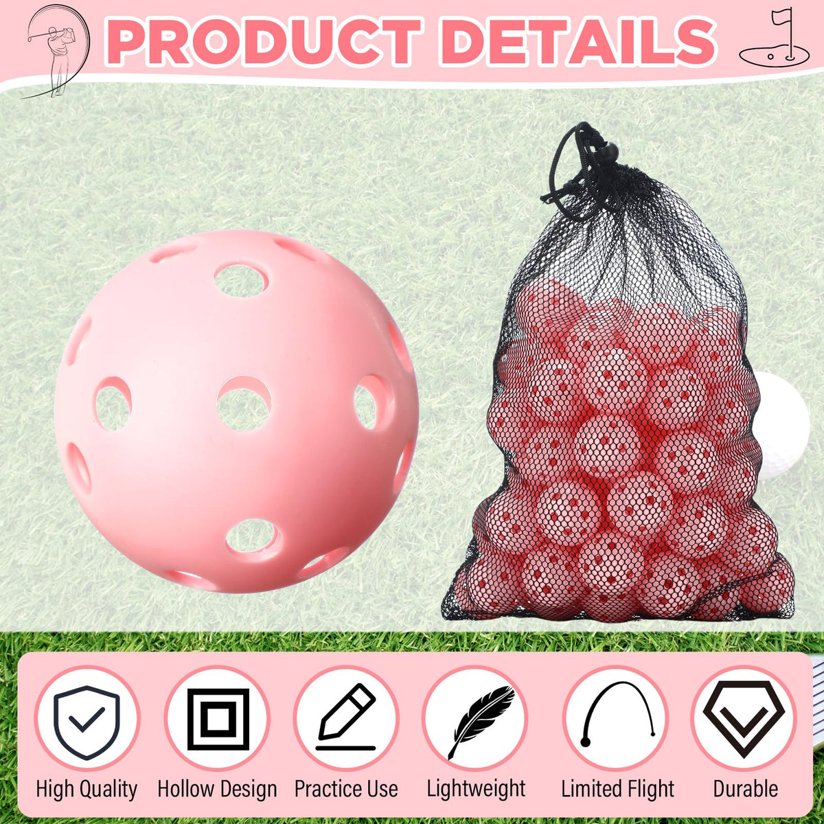 MiniInflat plastic golf balls for backyard practice and drills.
