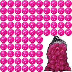 MiniInflat rose red 42mm golf ball clearly visible for indoor swing drills