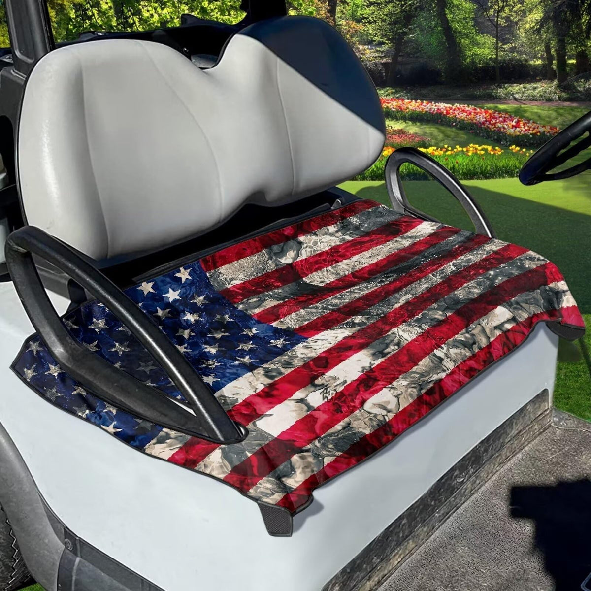 Mintulipy american-flag-2-seat golf cart seat cover protects against dust and sweat