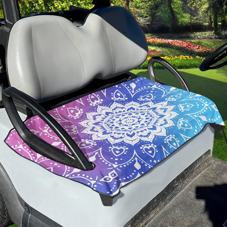 Mintulipy golf cart seat cover 50x30 pattern provides sun protection and tidy seating.