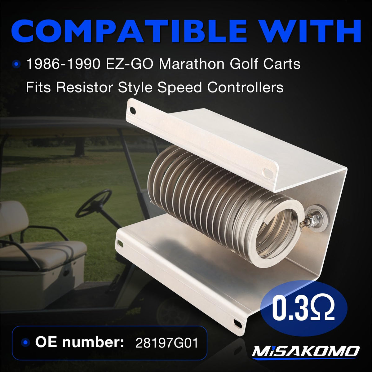 Misakomo 28197G01 resistor assembly side fit showing precise 0.3Ω compatibility