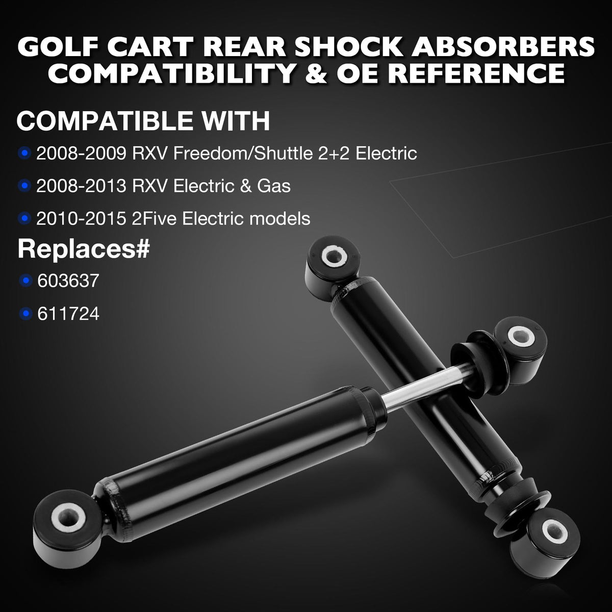 Misakomo EZGO RXV-compatible rear shock for stable handling.