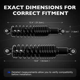 Misakomo heavy-duty rear shocks with coil springs resist sag when carrying passengers or cargo.