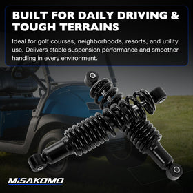 Misakomo pair of rear shocks delivers balanced performance for daily golf cart use.