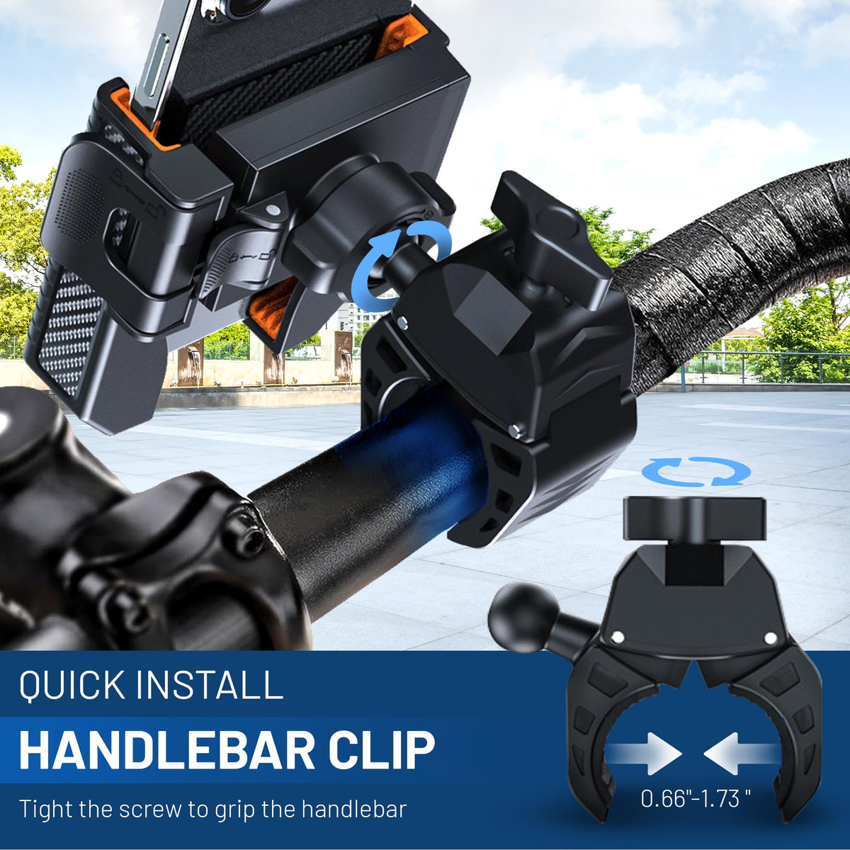 Mitra golf cart phone holder in use for quick on-course access.