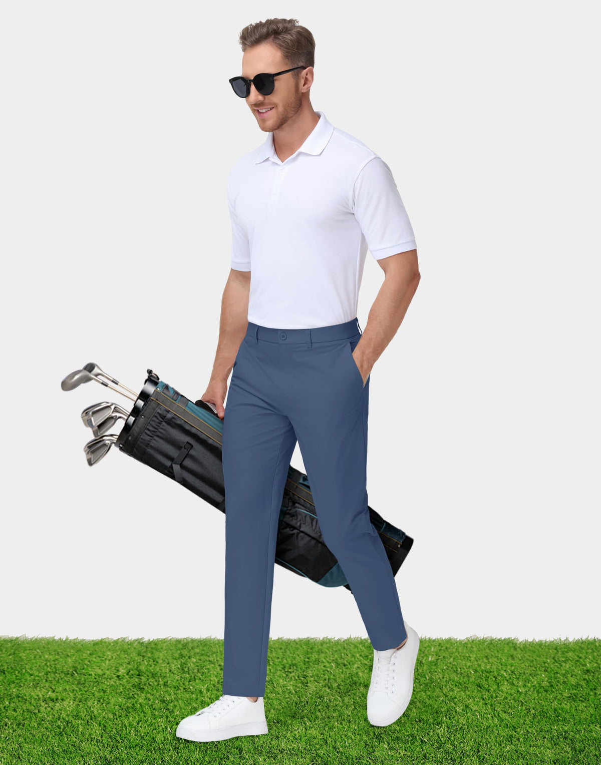 MIVEI mens golf pants front pockets for quick-access essentials.