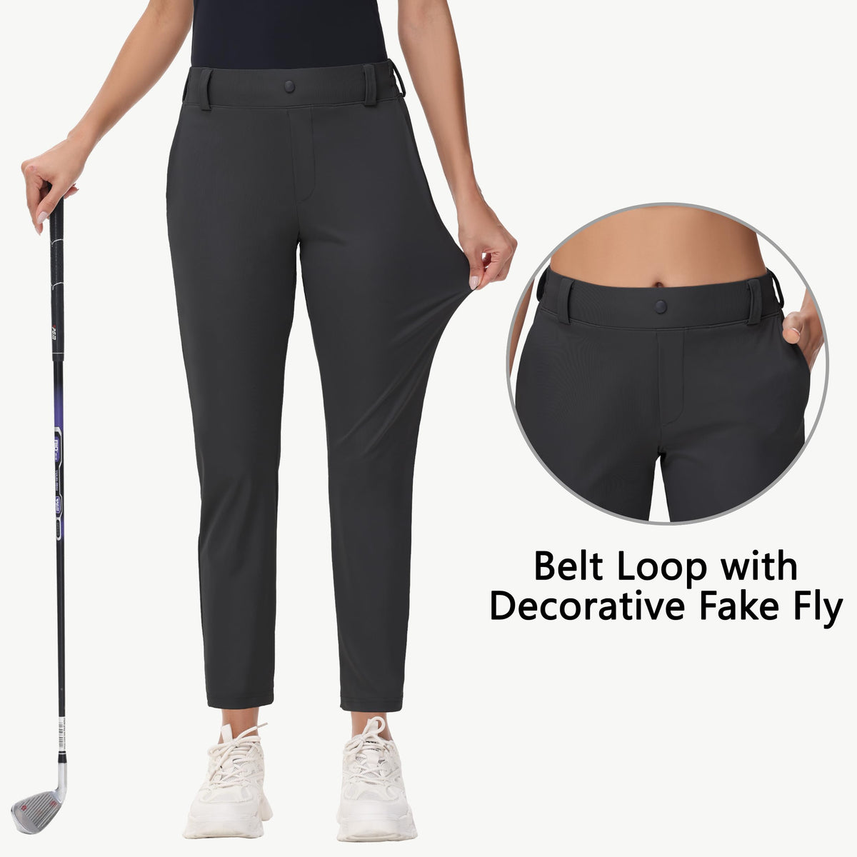 MIVEI stretch golf pant with elastic waistband and drawstring for snug fit