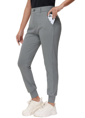 MIVEI women's stretch golf joggers front view showing tapered fit for movement