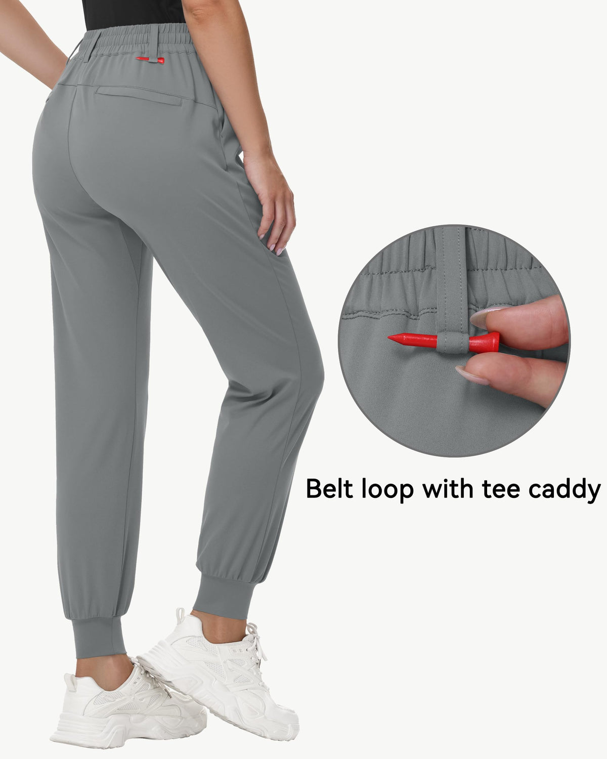 MIVEI women's stretch golf joggers side pocket with secure zipper storage