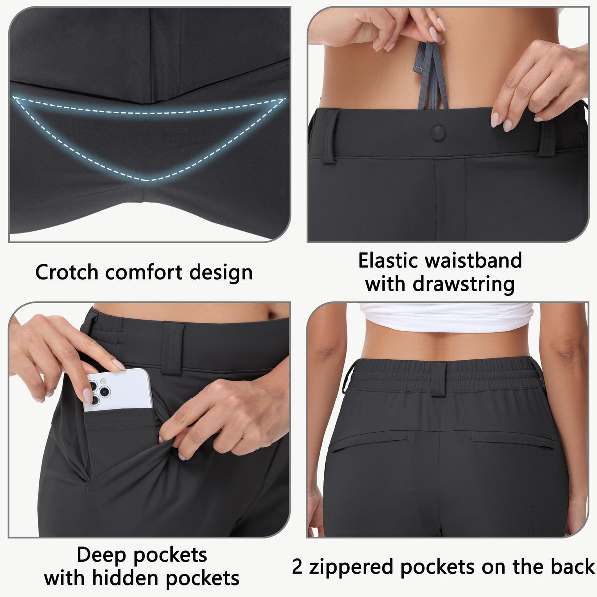 MIVEI women's stretch golf pant drawstring for adjustable, comfortable fit.